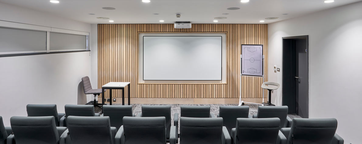 Match Analysis Room at Norwich City Football Club's Lotus Academy at Colney, designed by LSI Architects