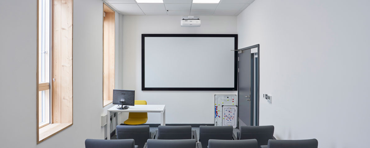 Education space at Norwich City Football Club's Lotus Academy at Colney, designed by LSI Architects