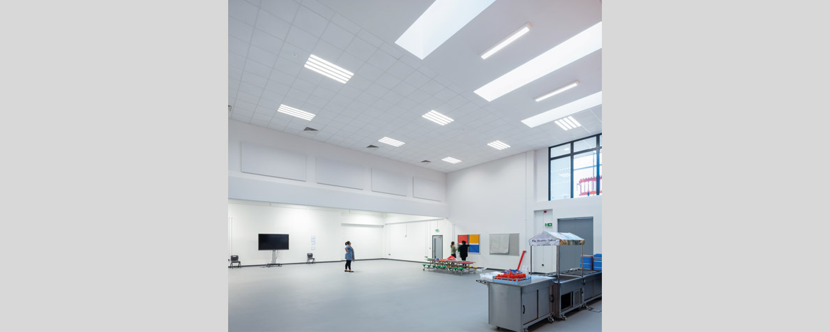 Double height space at ATAM Academy Sikh Faith School in London Borough of Redbridge